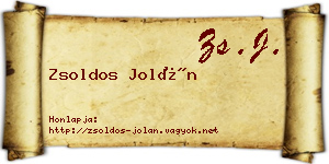 Zsoldos Jolán névjegykártya