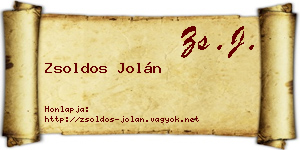 Zsoldos Jolán névjegykártya